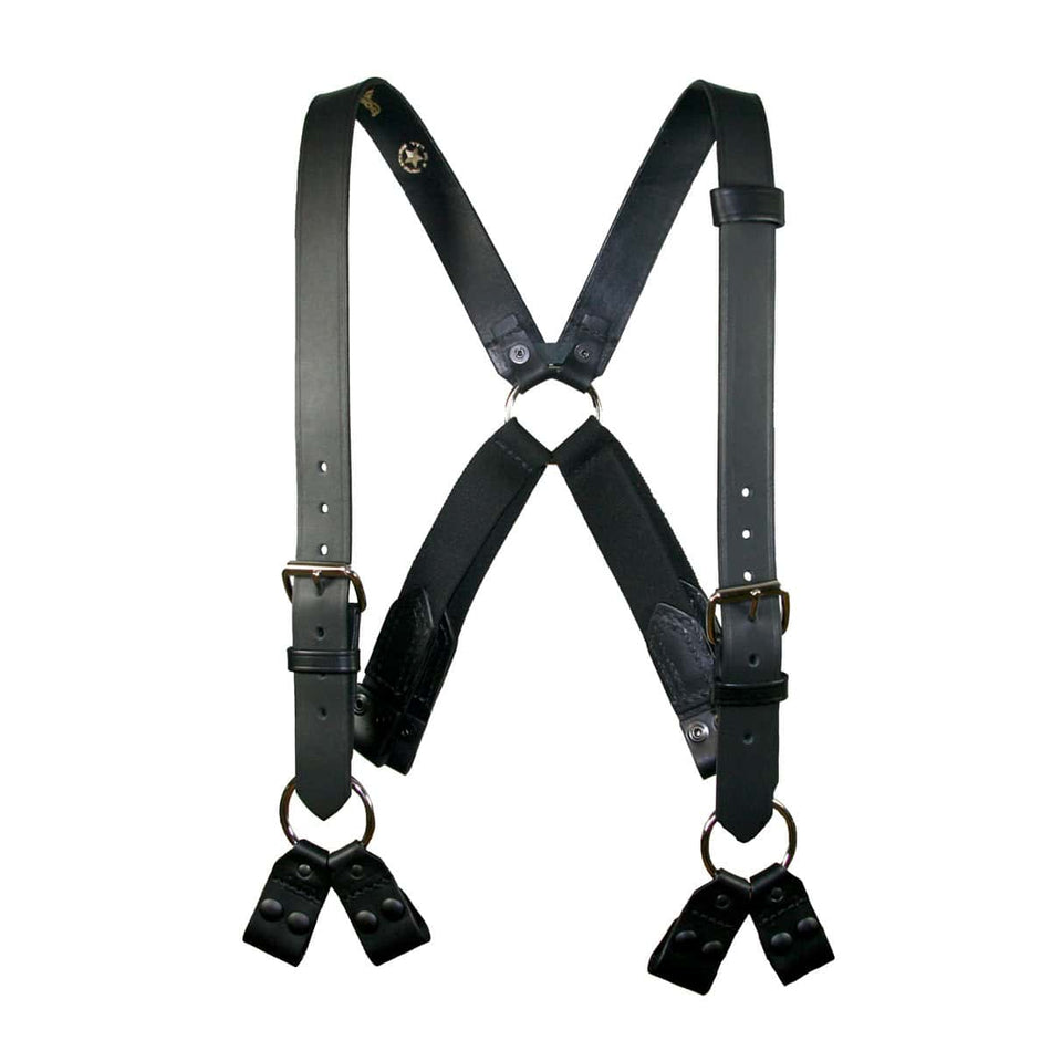 9174 – Leather Firefighter Suspenders with 8-Point Loop Connection