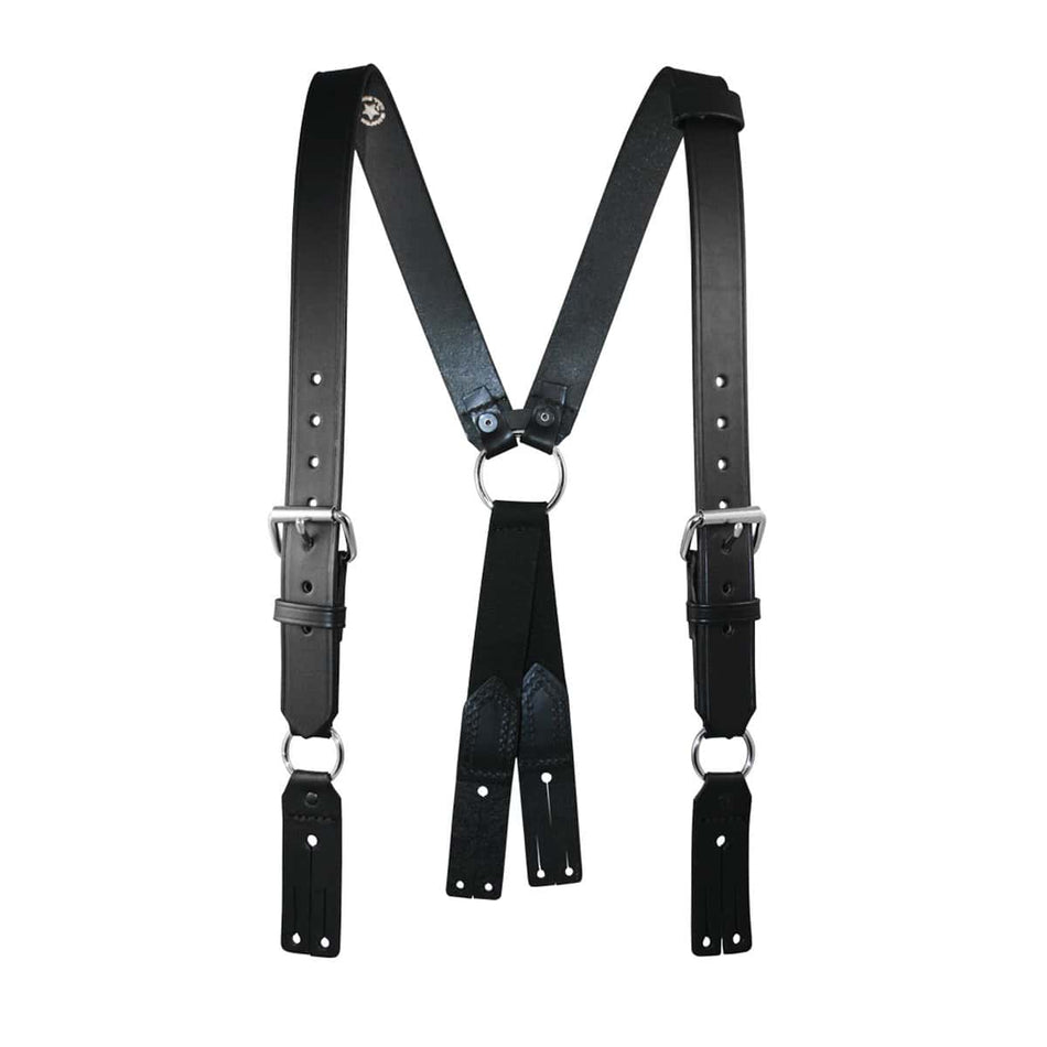 9175 – Leather Firefighter Suspenders for Turnout Gear with Button Attachment